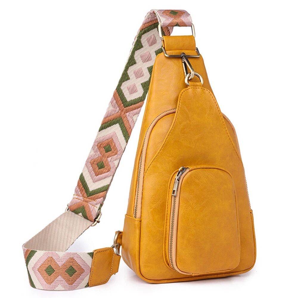 Stylish Mustard Leather Sling Bag
